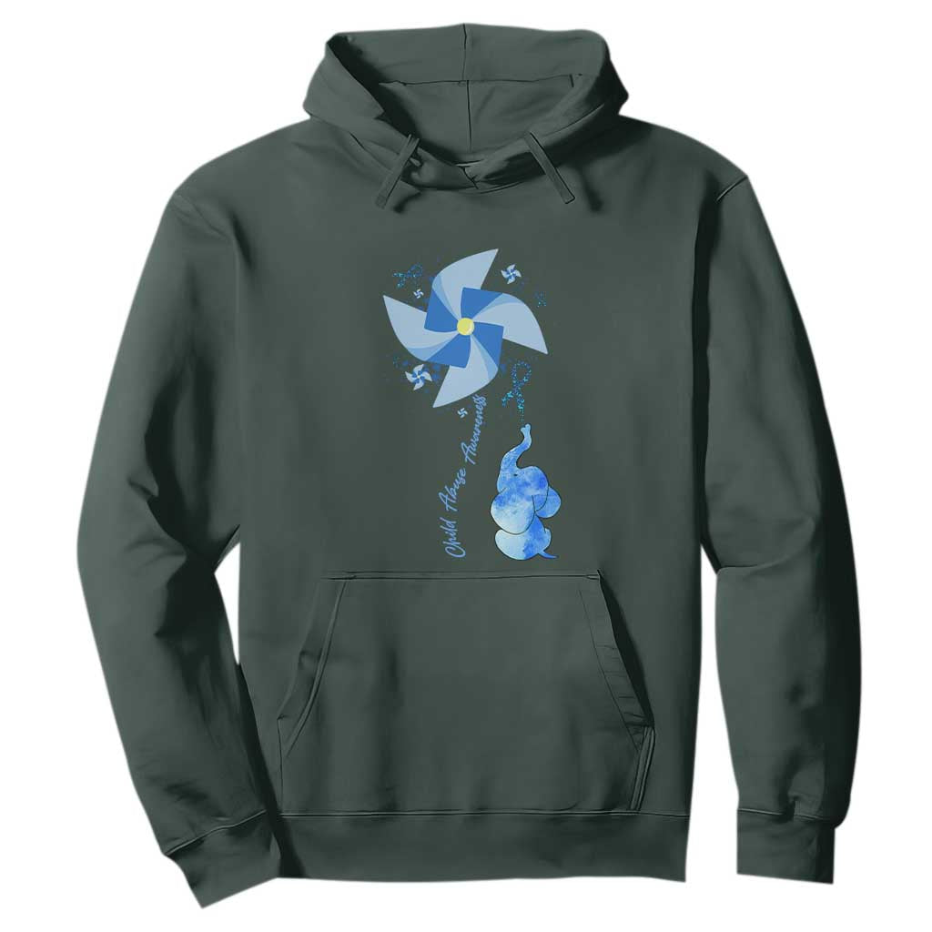 Child Abuse Prevention Support Hoodie Pinwheel Elephant