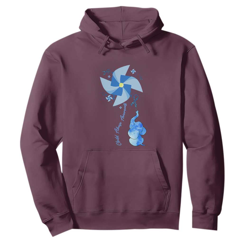 Child Abuse Prevention Support Hoodie Pinwheel Elephant