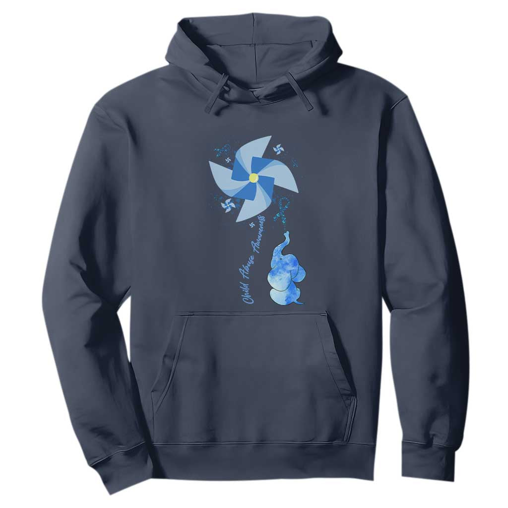 Child Abuse Prevention Support Hoodie Pinwheel Elephant