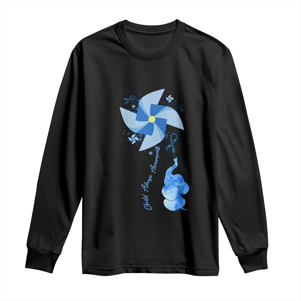 Child Abuse Prevention Support Long Sleeve Shirt Pinwheel Elephant