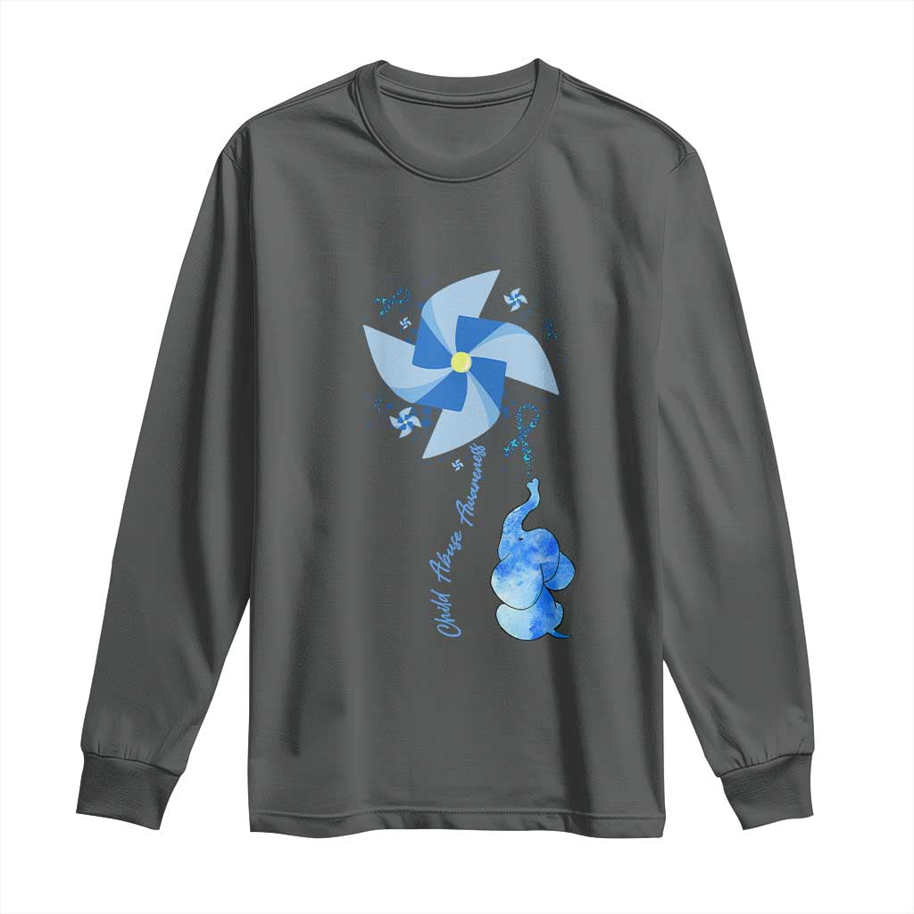 Child Abuse Prevention Support Long Sleeve Shirt Pinwheel Elephant