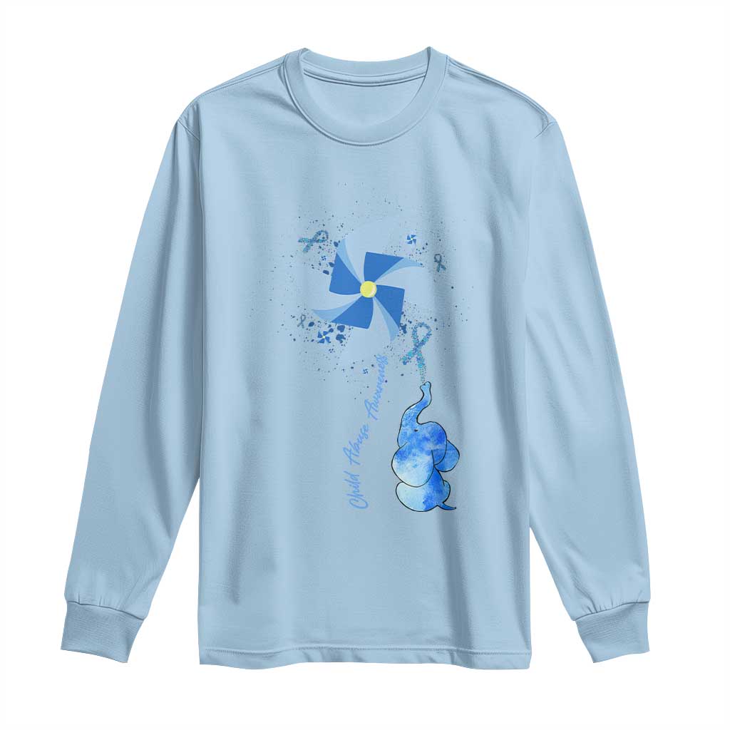 Child Abuse Prevention Support Long Sleeve Shirt Pinwheel Elephant