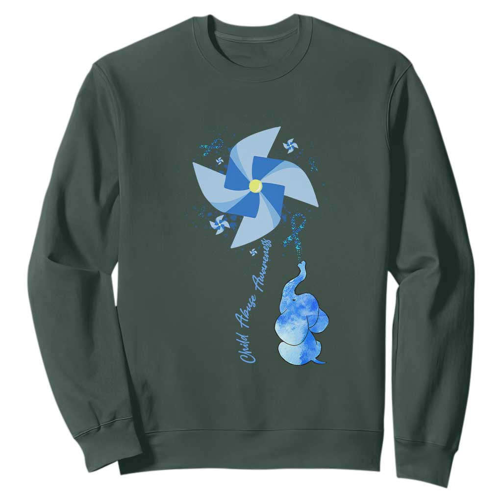 Child Abuse Prevention Support Sweatshirt Pinwheel Elephant