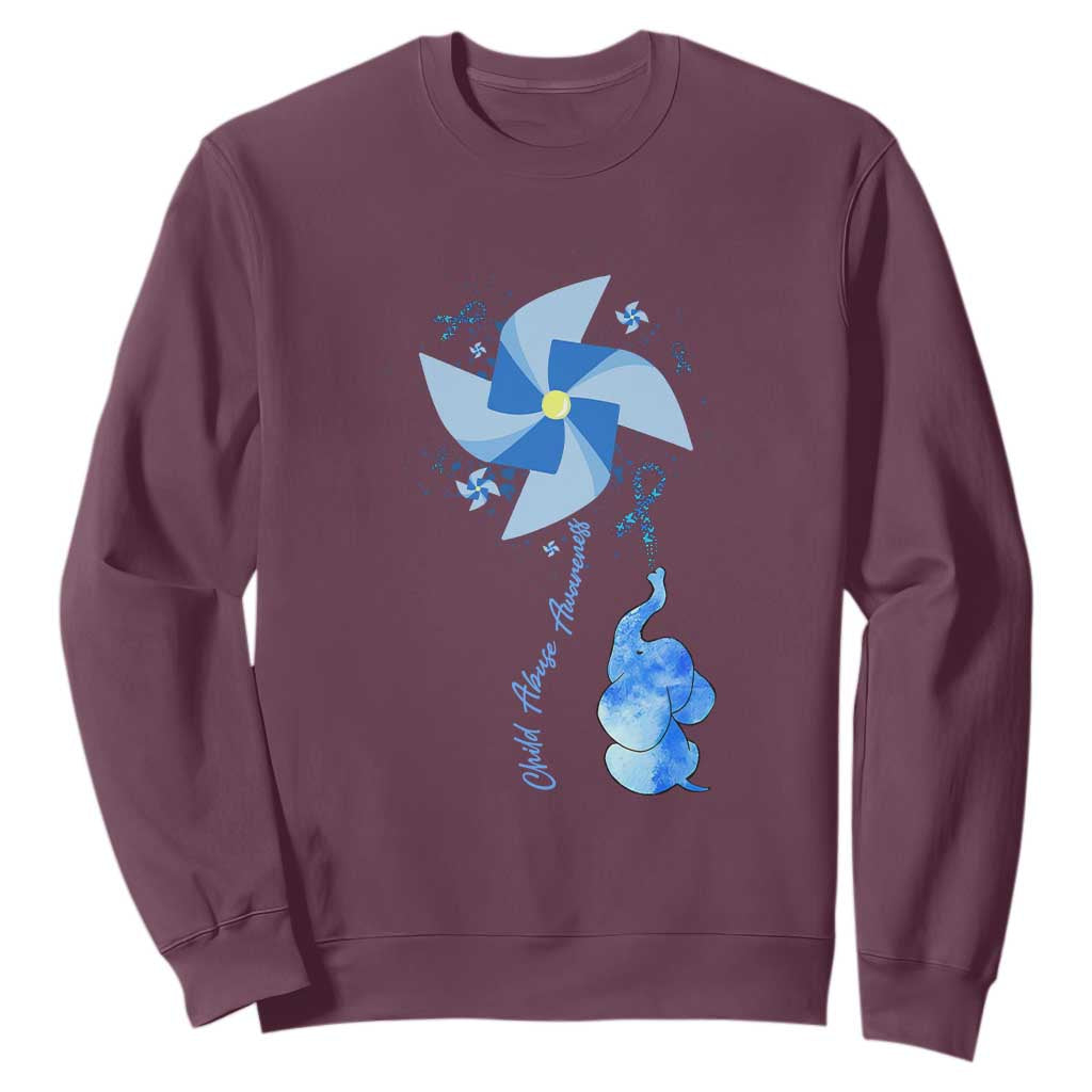 Child Abuse Prevention Support Sweatshirt Pinwheel Elephant