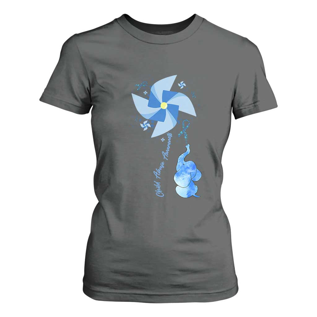 Child Abuse Prevention Support T Shirt For Women Pinwheel Elephant