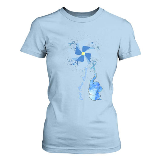 Child Abuse Prevention Support T Shirt For Women Pinwheel Elephant