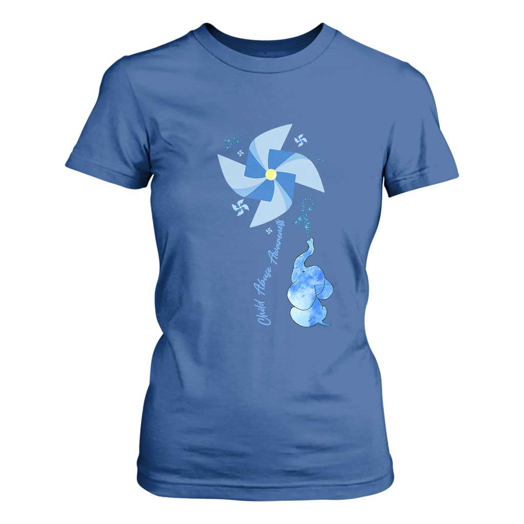 Child Abuse Prevention Support T Shirt For Women Pinwheel Elephant