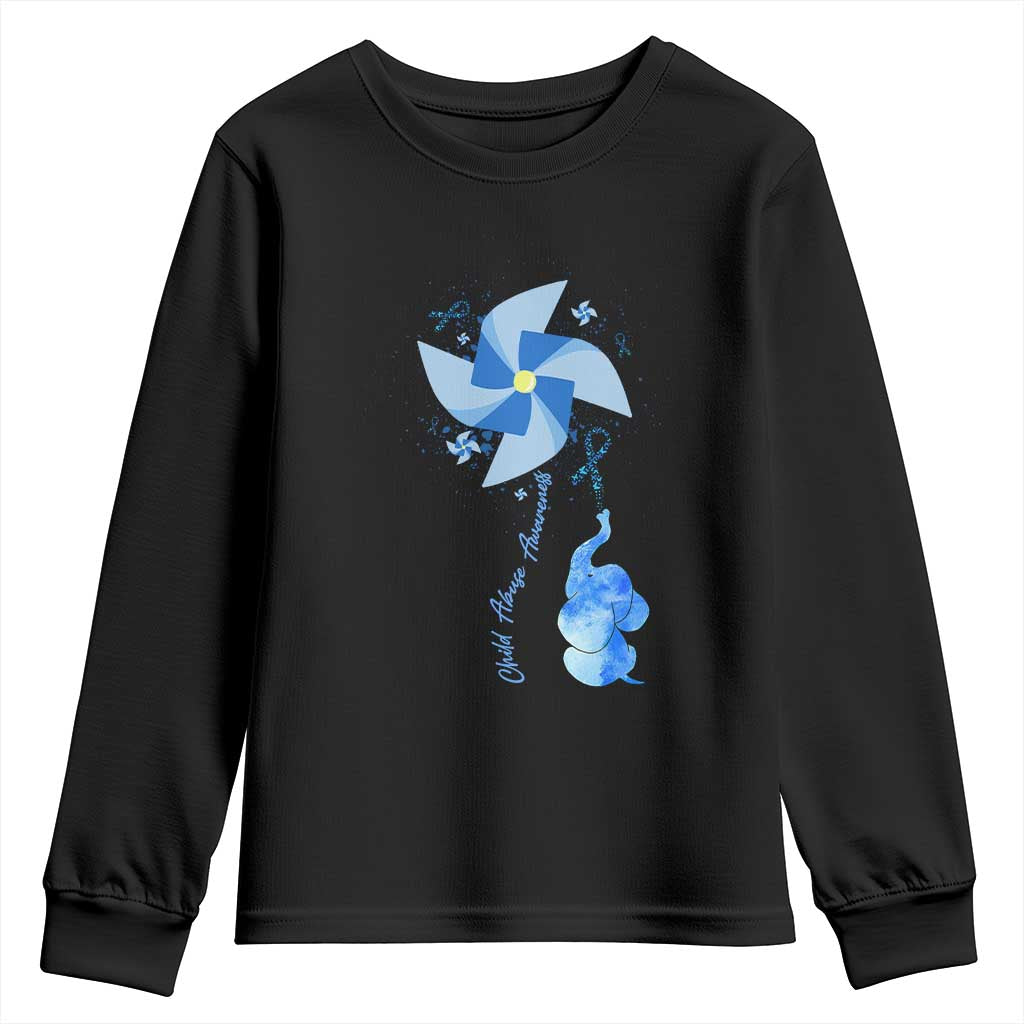 Child Abuse Prevention Support Youth Sweatshirt Pinwheel Elephant