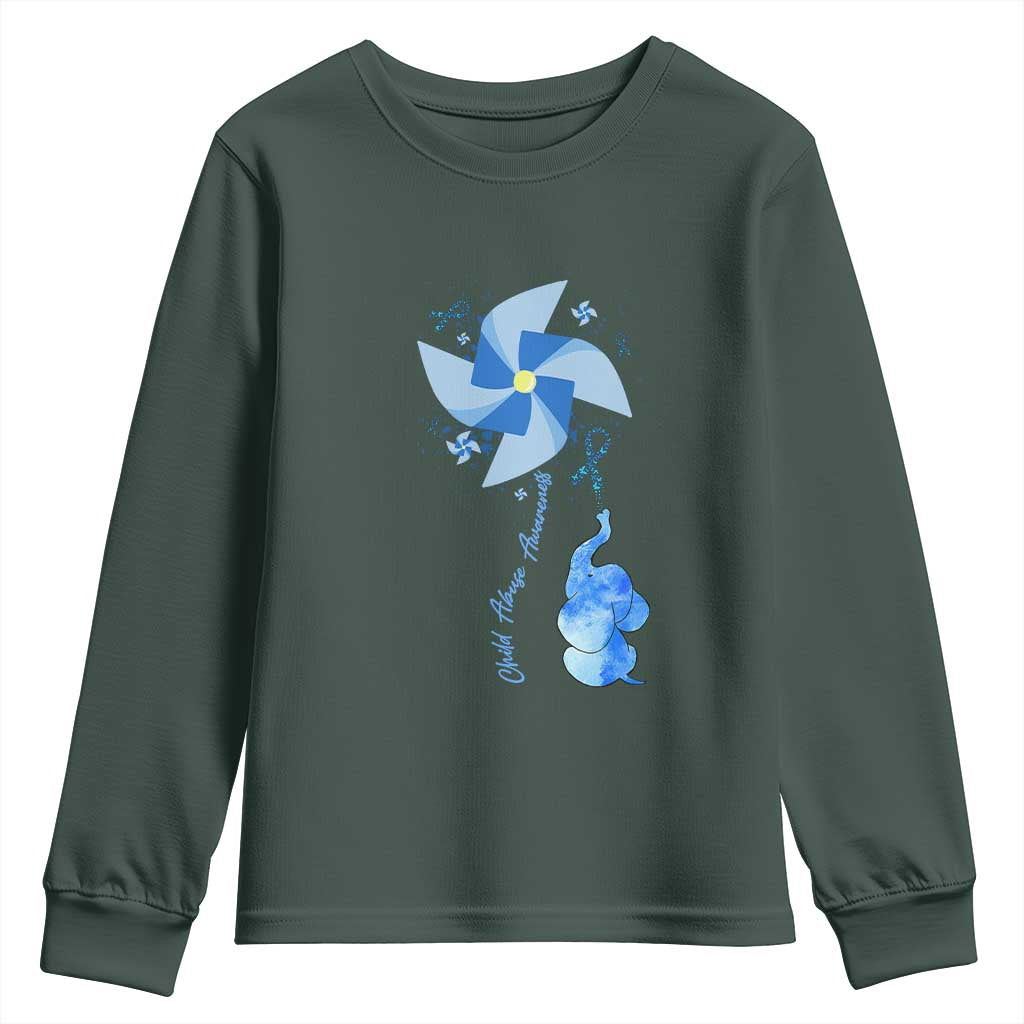Child Abuse Prevention Support Youth Sweatshirt Pinwheel Elephant