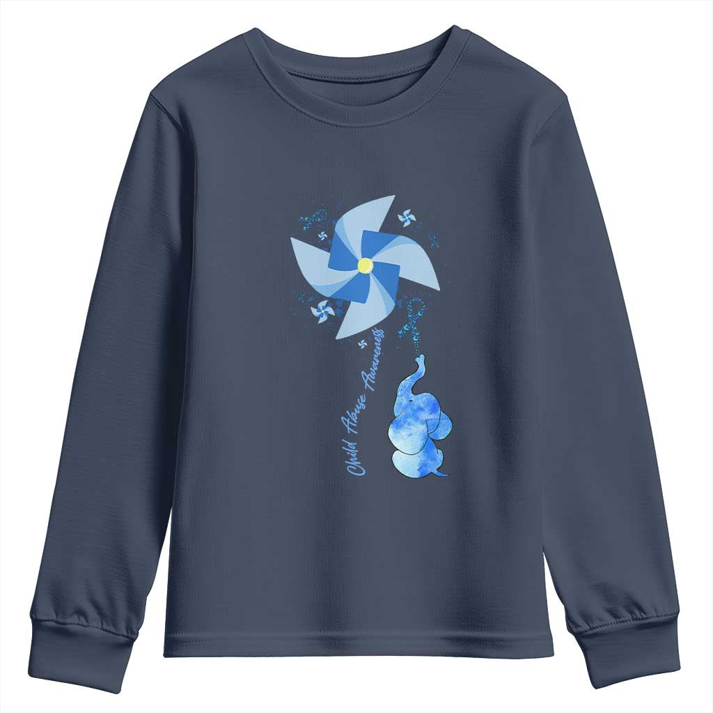 Child Abuse Prevention Support Youth Sweatshirt Pinwheel Elephant