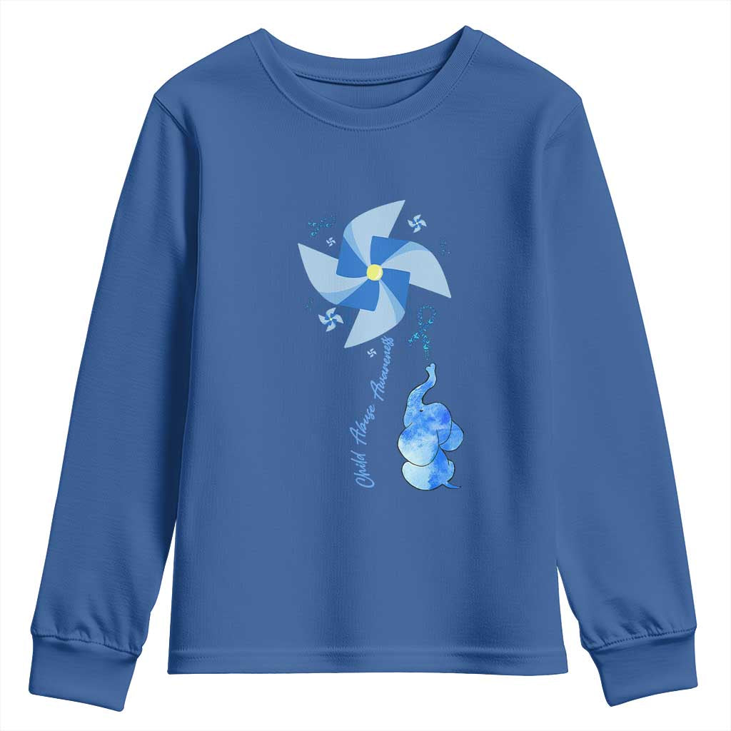 Child Abuse Prevention Support Youth Sweatshirt Pinwheel Elephant