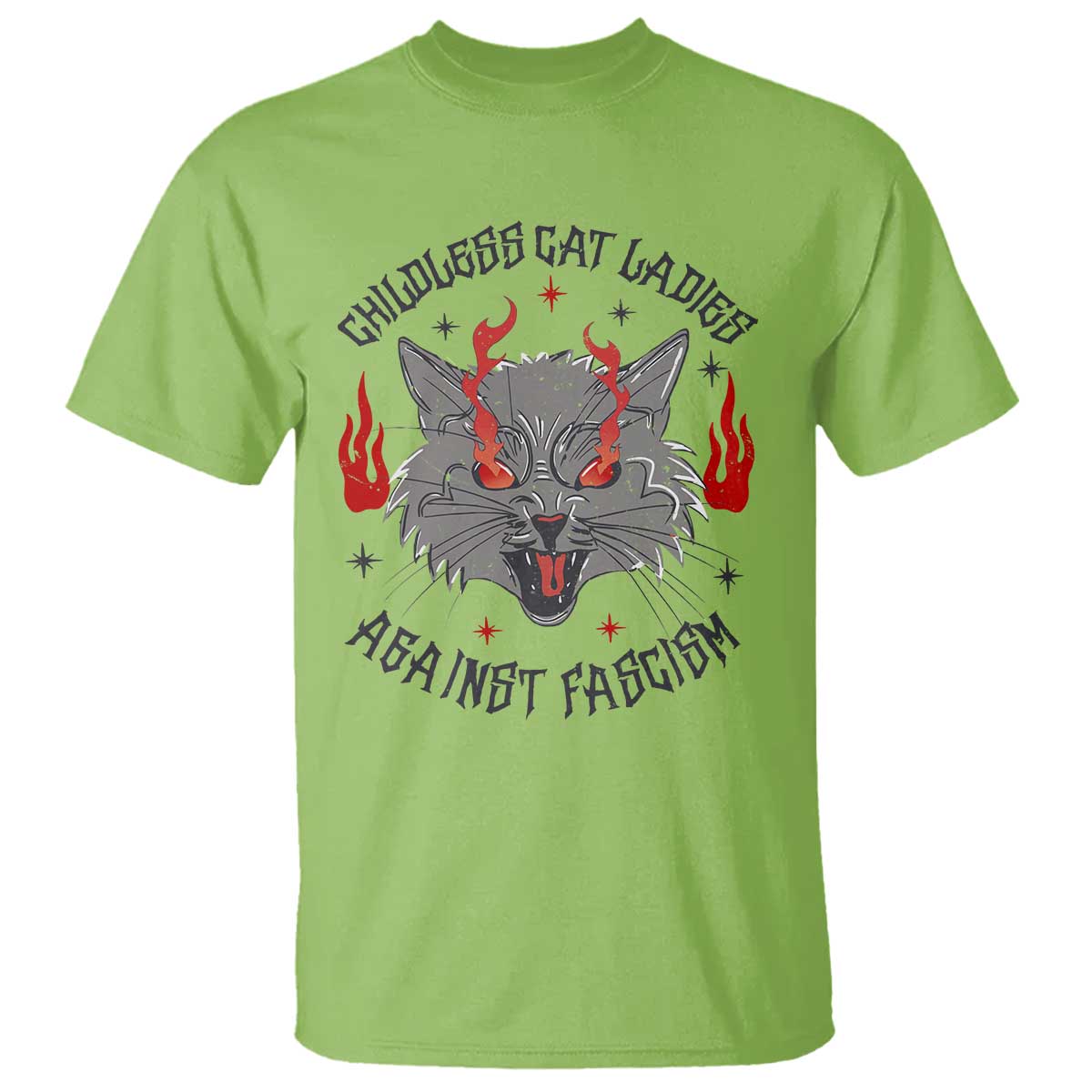 funny-childless-cat-ladies-against-fascism-t-shirt-angry-fire-cat-feminist