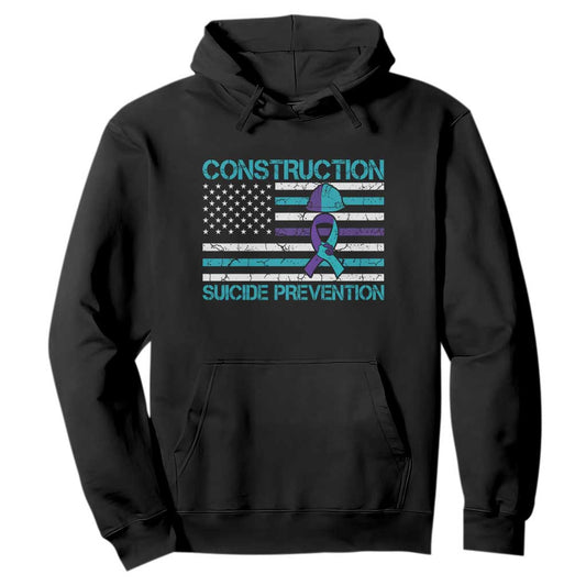 Construction Suicide Prevention Support Hoodie Mental Health American Flag