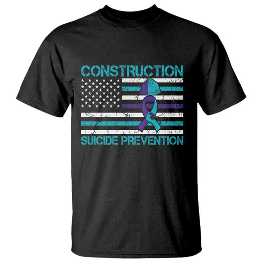 Construction Suicide Prevention Support T Shirt Mental Health American Flag
