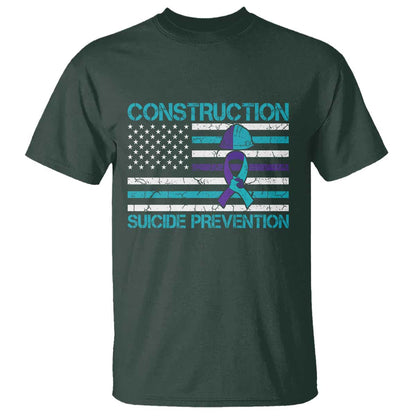 Construction Suicide Prevention Support T Shirt Mental Health American Flag