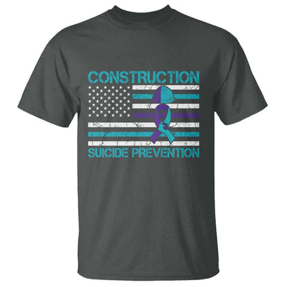 Construction Suicide Prevention Support T Shirt Mental Health American Flag
