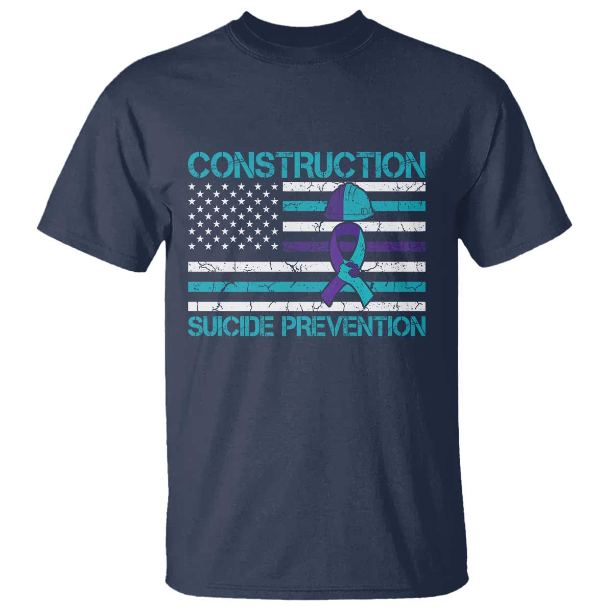 Construction Suicide Prevention Support T Shirt Mental Health American Flag