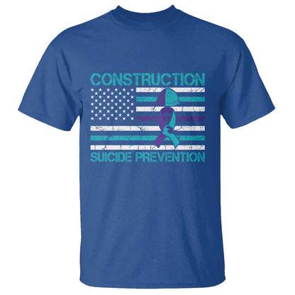 Construction Suicide Prevention Support T Shirt Mental Health American Flag