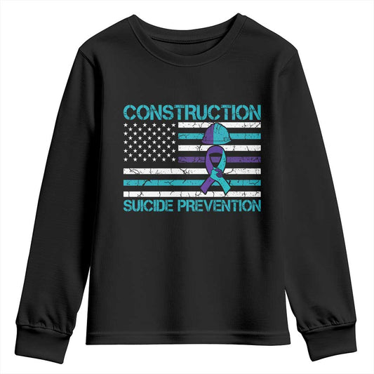 Construction Suicide Prevention Support Youth Sweatshirt Mental Health American Flag