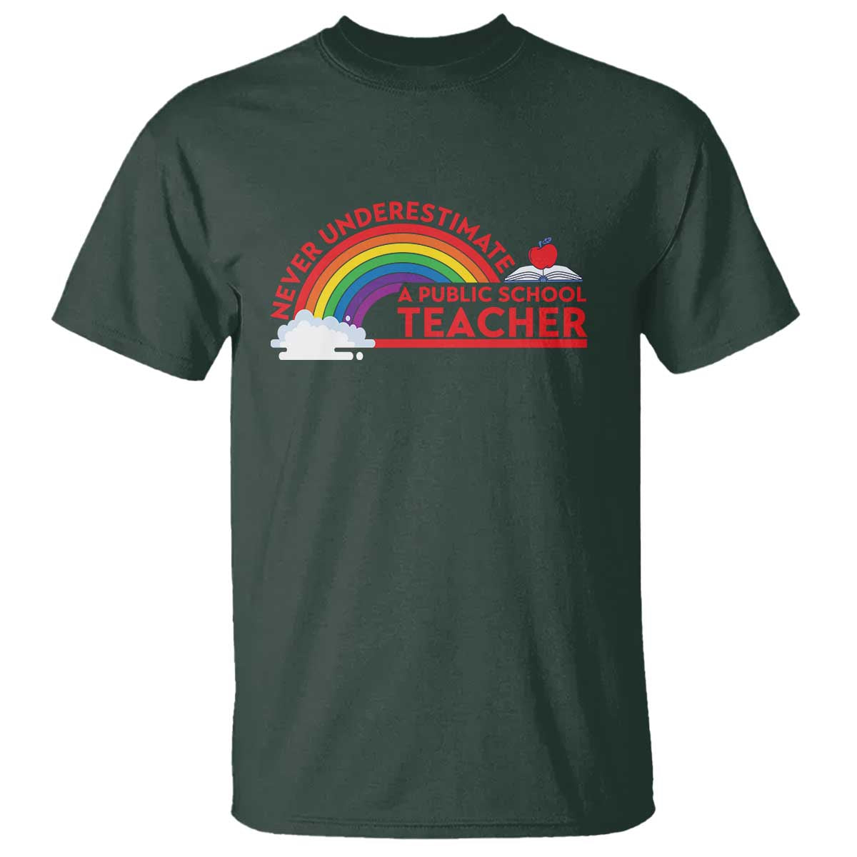 tim-walz-t-shirt-never-underestimate-a-public-school-teacher-rainbow-apple-book