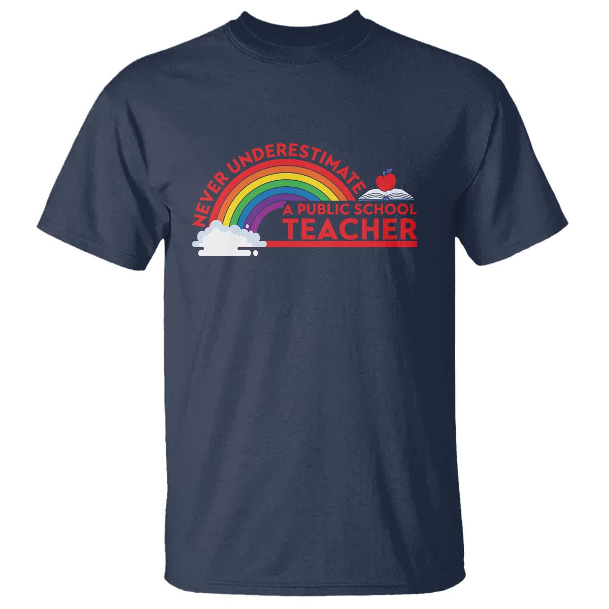 tim-walz-t-shirt-never-underestimate-a-public-school-teacher-rainbow-apple-book
