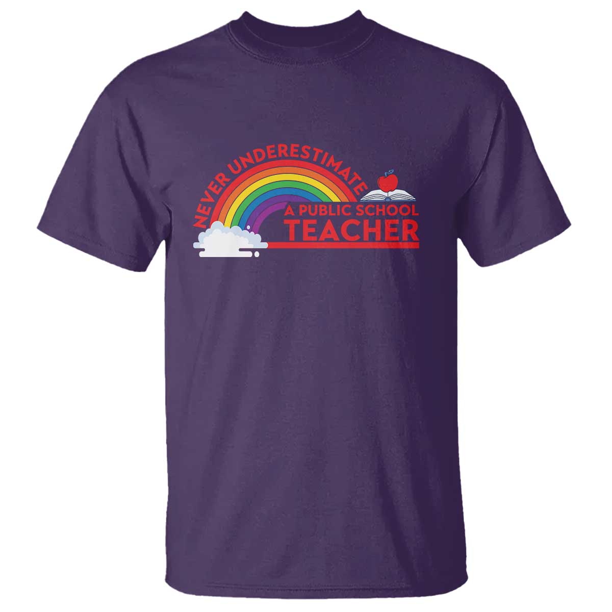 tim-walz-t-shirt-never-underestimate-a-public-school-teacher-rainbow-apple-book