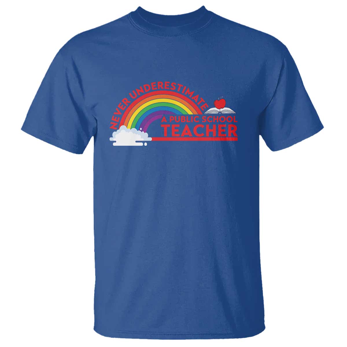tim-walz-t-shirt-never-underestimate-a-public-school-teacher-rainbow-apple-book