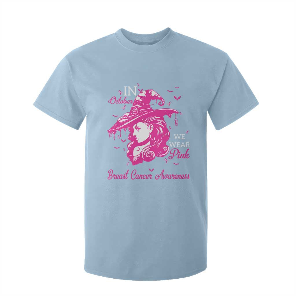 Breast Cancer Support T Shirt For Kid In October We Wear Pink Halloween Witch