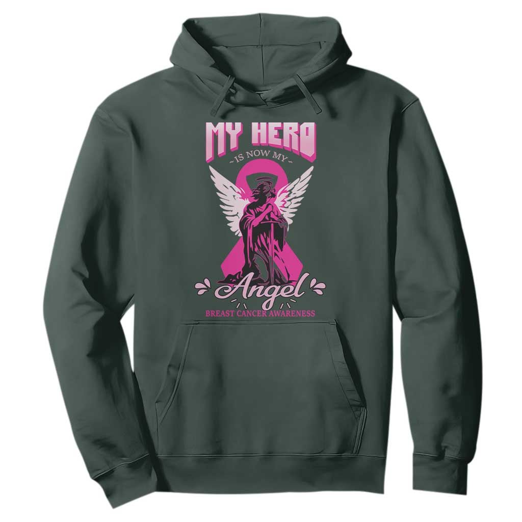 Breast Cancer Support Hoodie My Hero Is Now My Angel Pink Ribbon Cancer Warrior