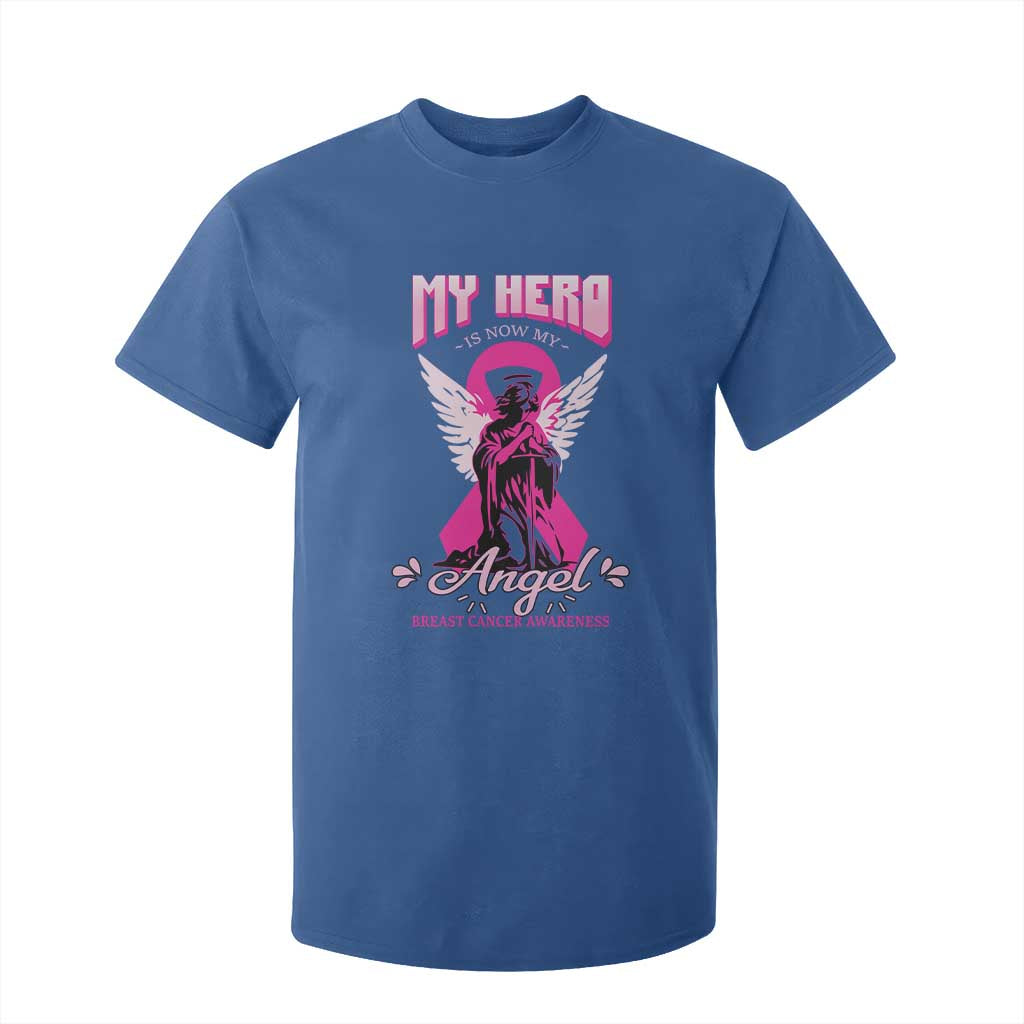 Breast Cancer Support T Shirt For Kid My Hero Is Now My Angel Pink Ribbon Cancer Warrior
