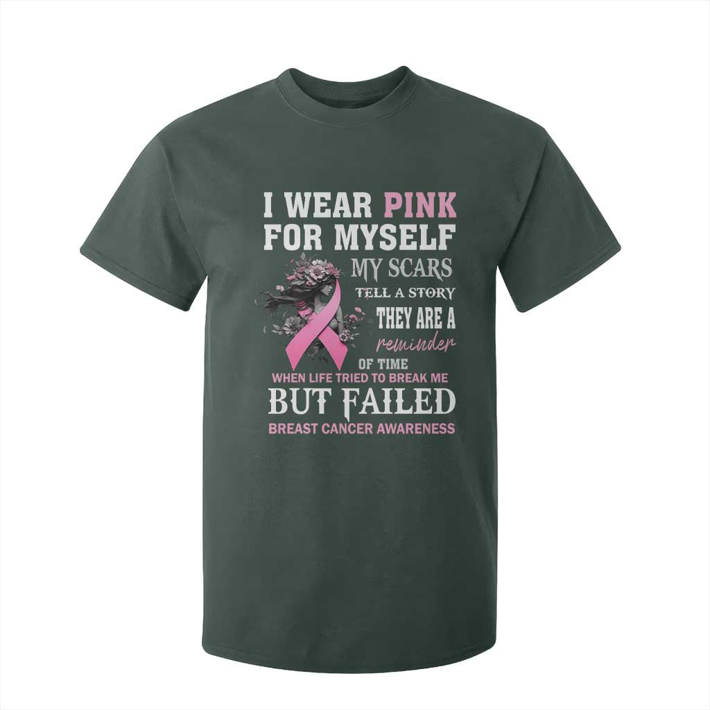 I Wear Pink For Myself My Scars Tell A Story Breast Cancer Support T Shirt For Kid Reminder Of Time Inspirational