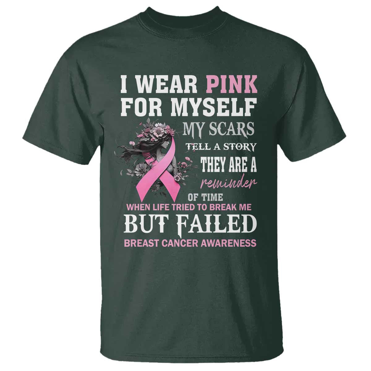 I Wear Pink For Myself My Scars Tell A Story Breast Cancer Support T Shirt Reminder Of Time Inspirational