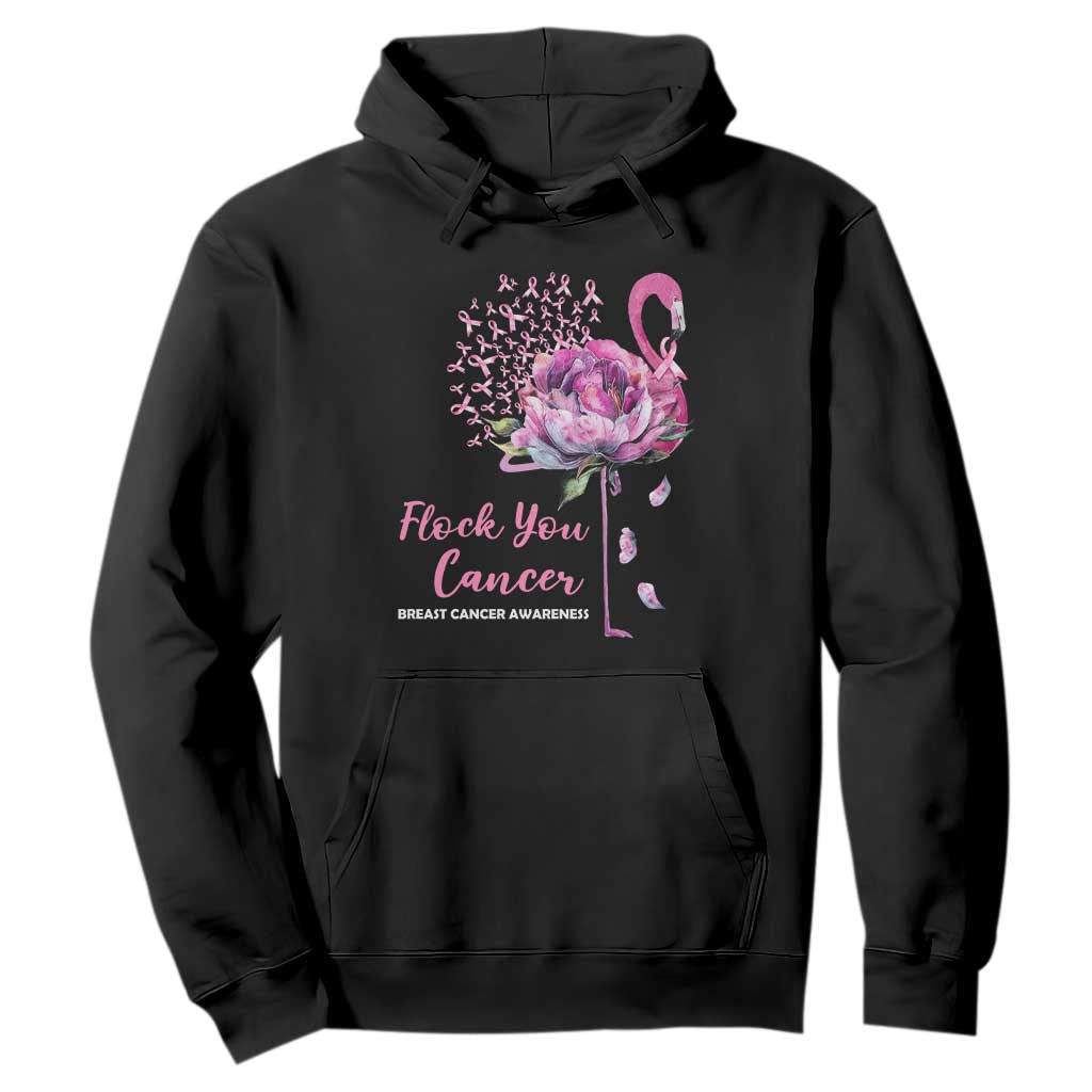 Pink Ribbon Flamingo Breast Cancer Support Hoodie Fight Cancer Awareness