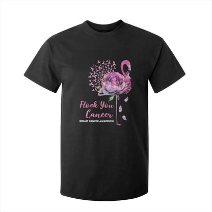 Pink Ribbon Flamingo Breast Cancer Support T Shirt For Kid Fight Cancer Awareness