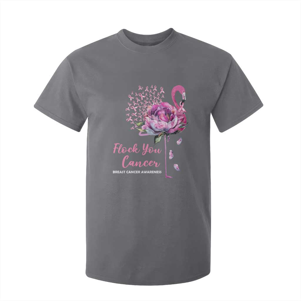 Pink Ribbon Flamingo Breast Cancer Support T Shirt For Kid Fight Cancer Awareness