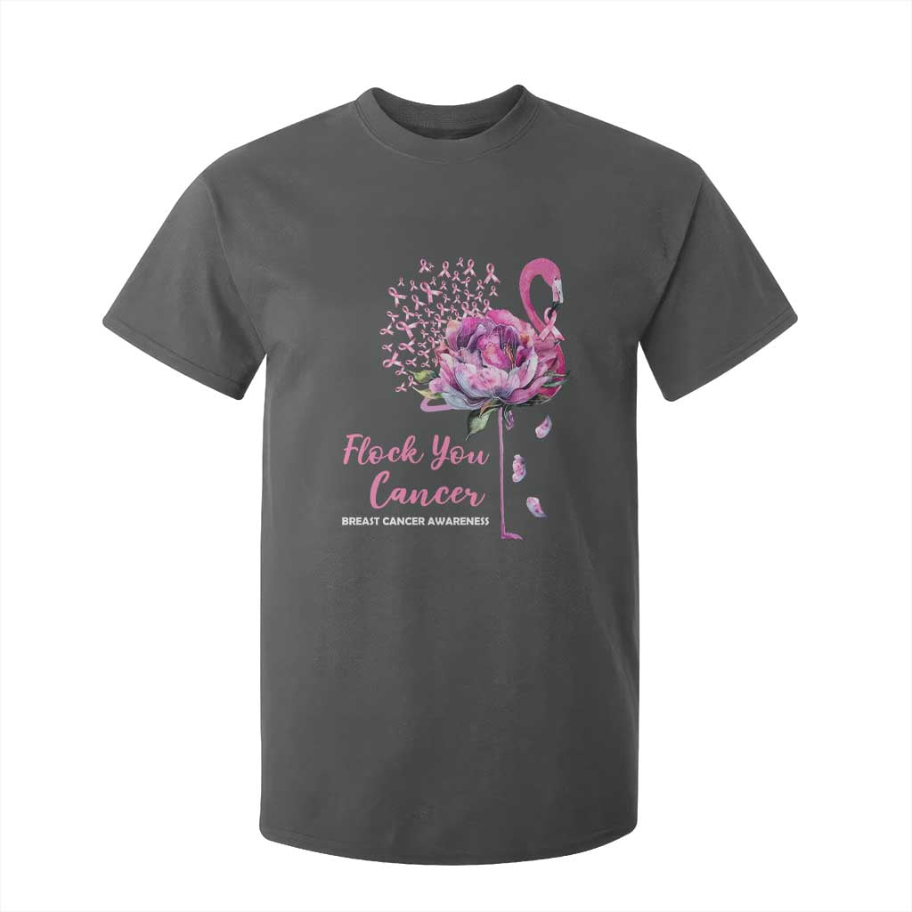 Pink Ribbon Flamingo Breast Cancer Support T Shirt For Kid Fight Cancer Awareness