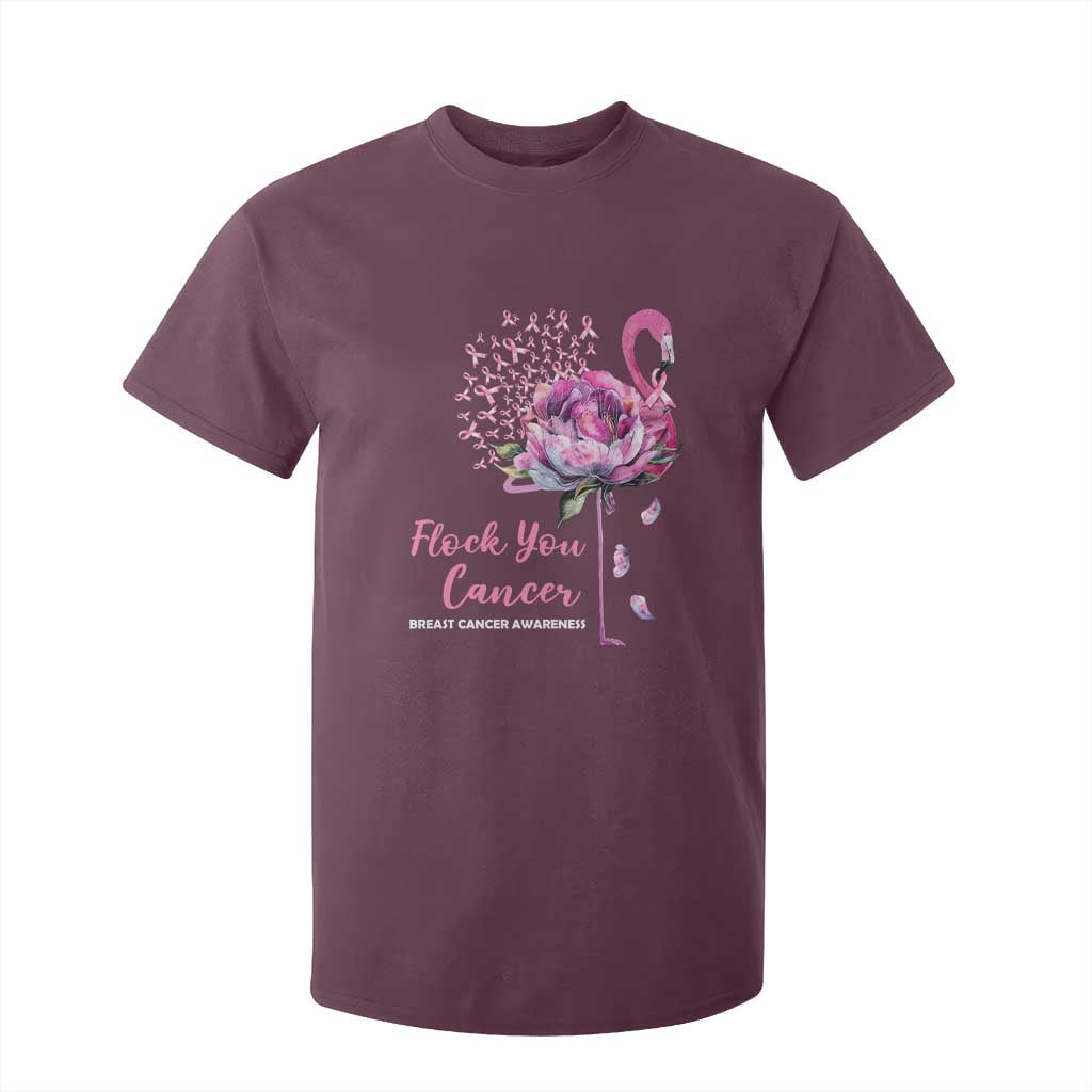 Pink Ribbon Flamingo Breast Cancer Support T Shirt For Kid Fight Cancer Awareness