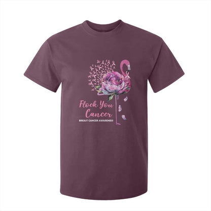 Pink Ribbon Flamingo Breast Cancer Support T Shirt For Kid Fight Cancer Awareness