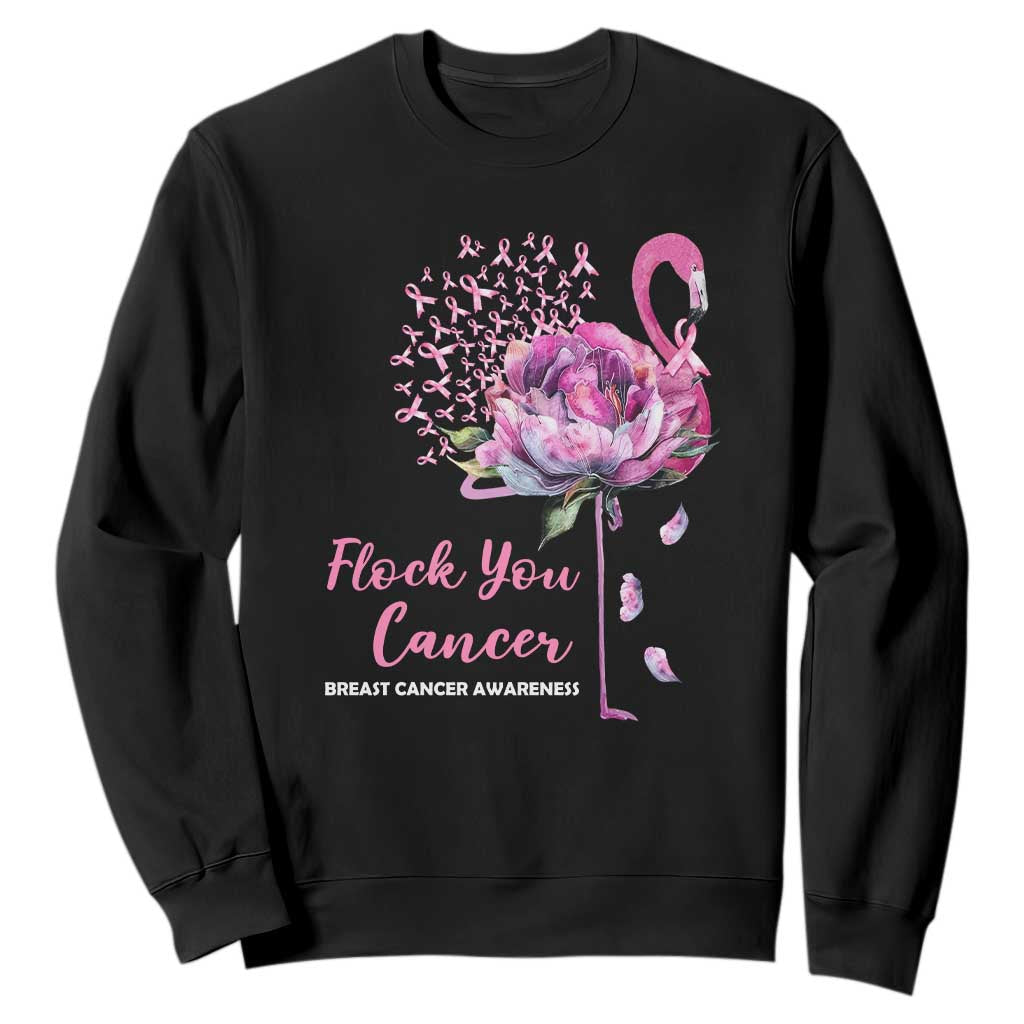 Pink Ribbon Flamingo Breast Cancer Support Sweatshirt Fight Cancer Awareness