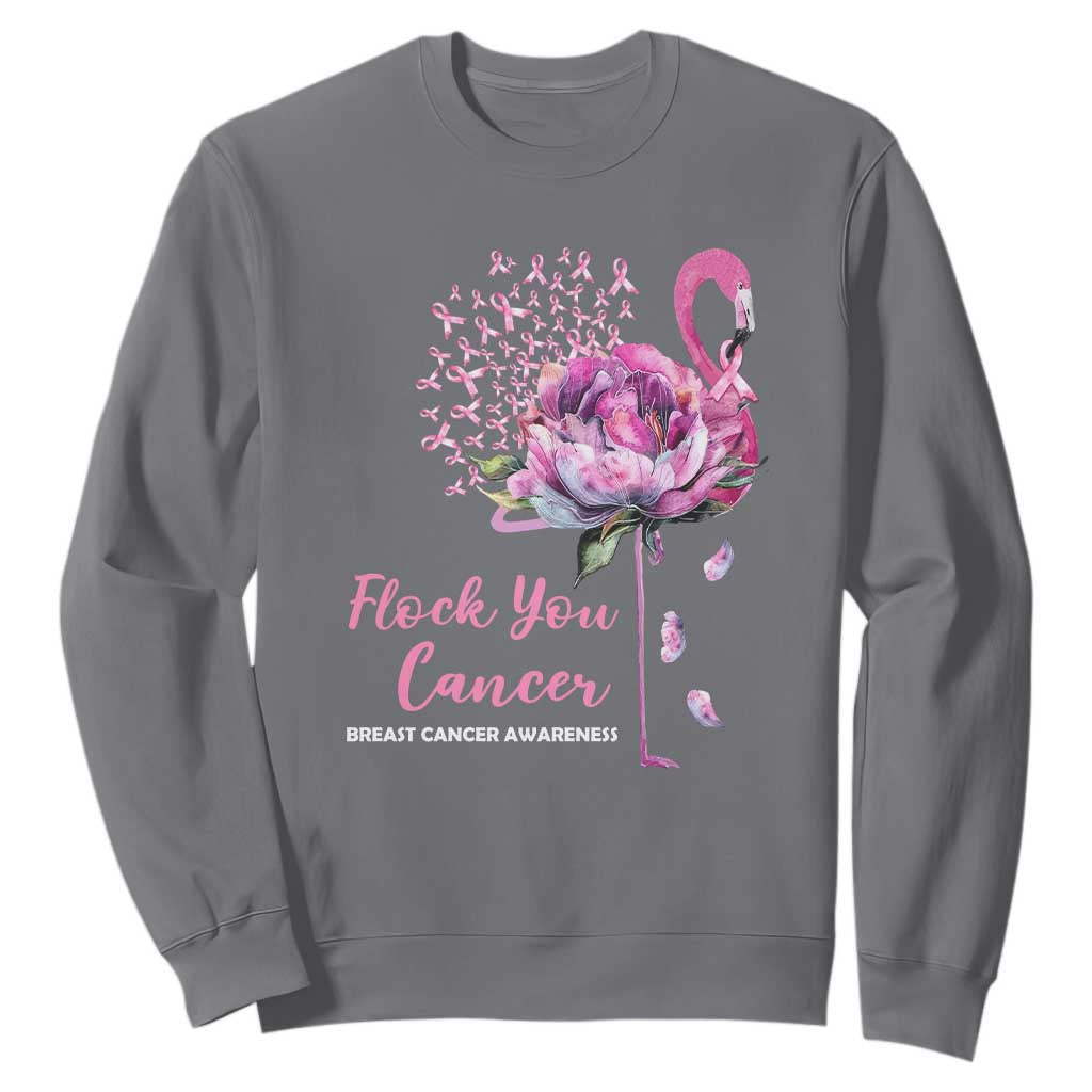 Pink Ribbon Flamingo Breast Cancer Support Sweatshirt Fight Cancer Awareness