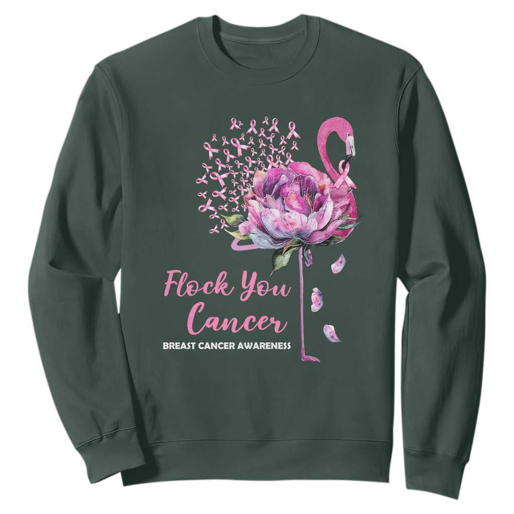 Pink Ribbon Flamingo Breast Cancer Support Sweatshirt Fight Cancer Awareness