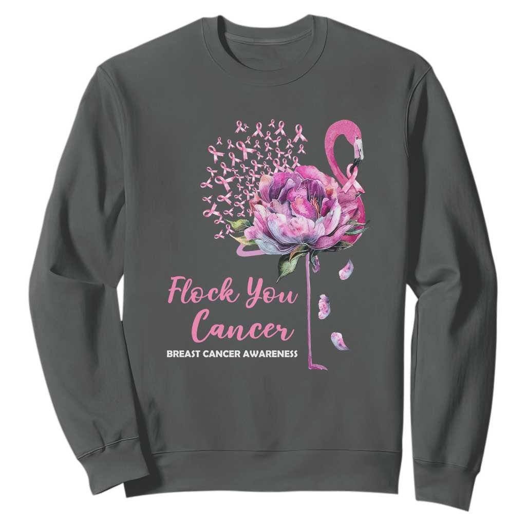 Pink Ribbon Flamingo Breast Cancer Support Sweatshirt Fight Cancer Awareness