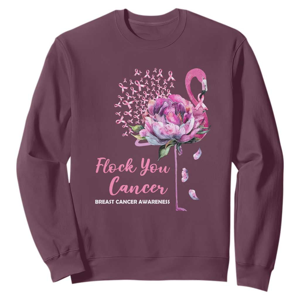 Pink Ribbon Flamingo Breast Cancer Support Sweatshirt Fight Cancer Awareness