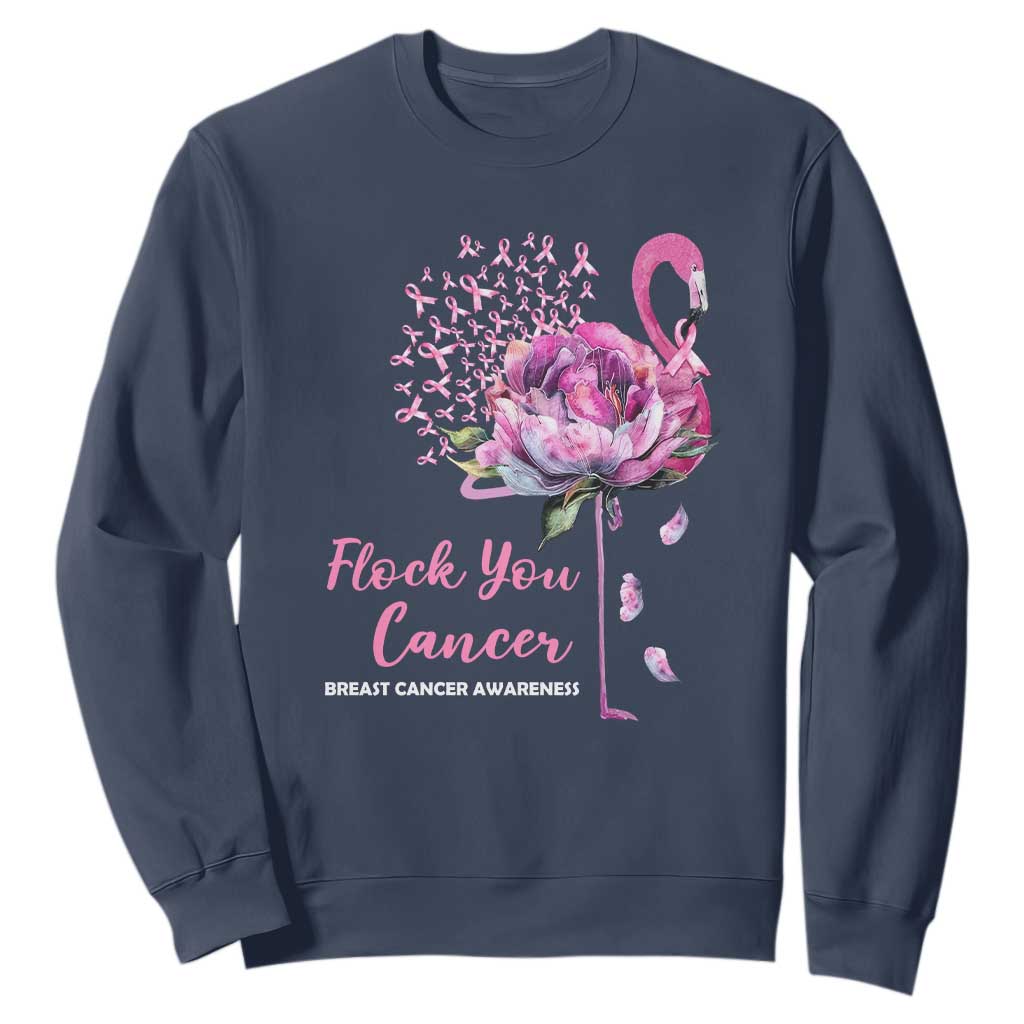 Pink Ribbon Flamingo Breast Cancer Support Sweatshirt Fight Cancer Awareness