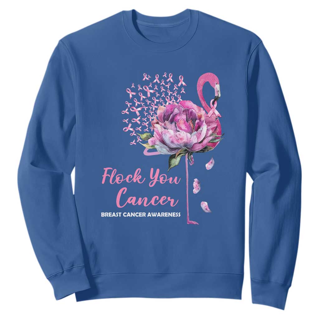 Pink Ribbon Flamingo Breast Cancer Support Sweatshirt Fight Cancer Awareness