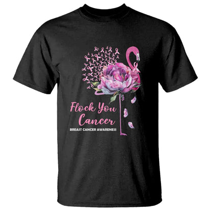 Pink Ribbon Flamingo Breast Cancer Support T Shirt Fight Cancer Awareness