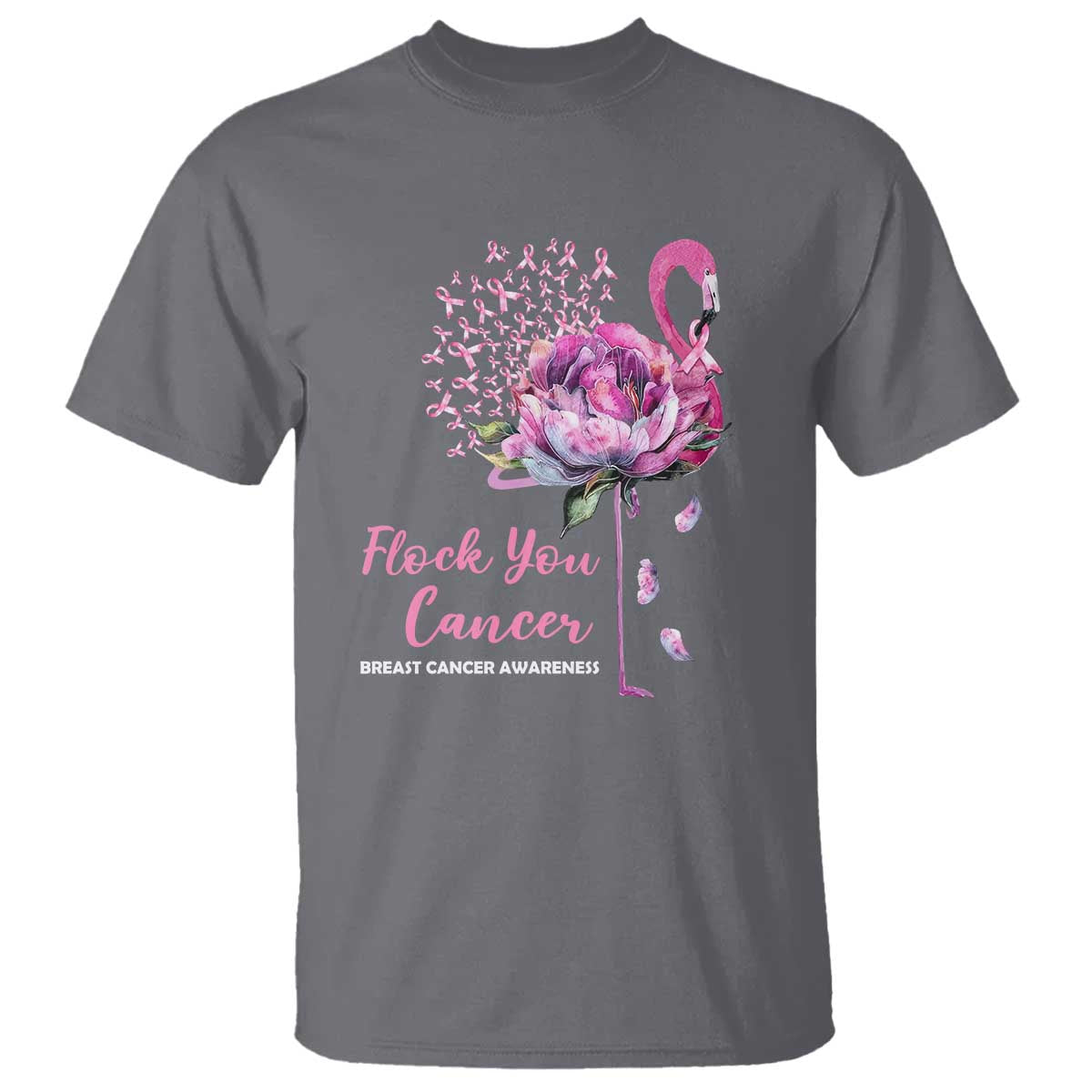 Pink Ribbon Flamingo Breast Cancer Support T Shirt Fight Cancer Awareness