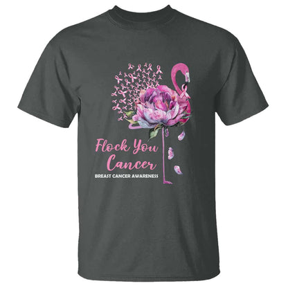 Pink Ribbon Flamingo Breast Cancer Support T Shirt Fight Cancer Awareness