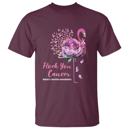 Pink Ribbon Flamingo Breast Cancer Support T Shirt Fight Cancer Awareness