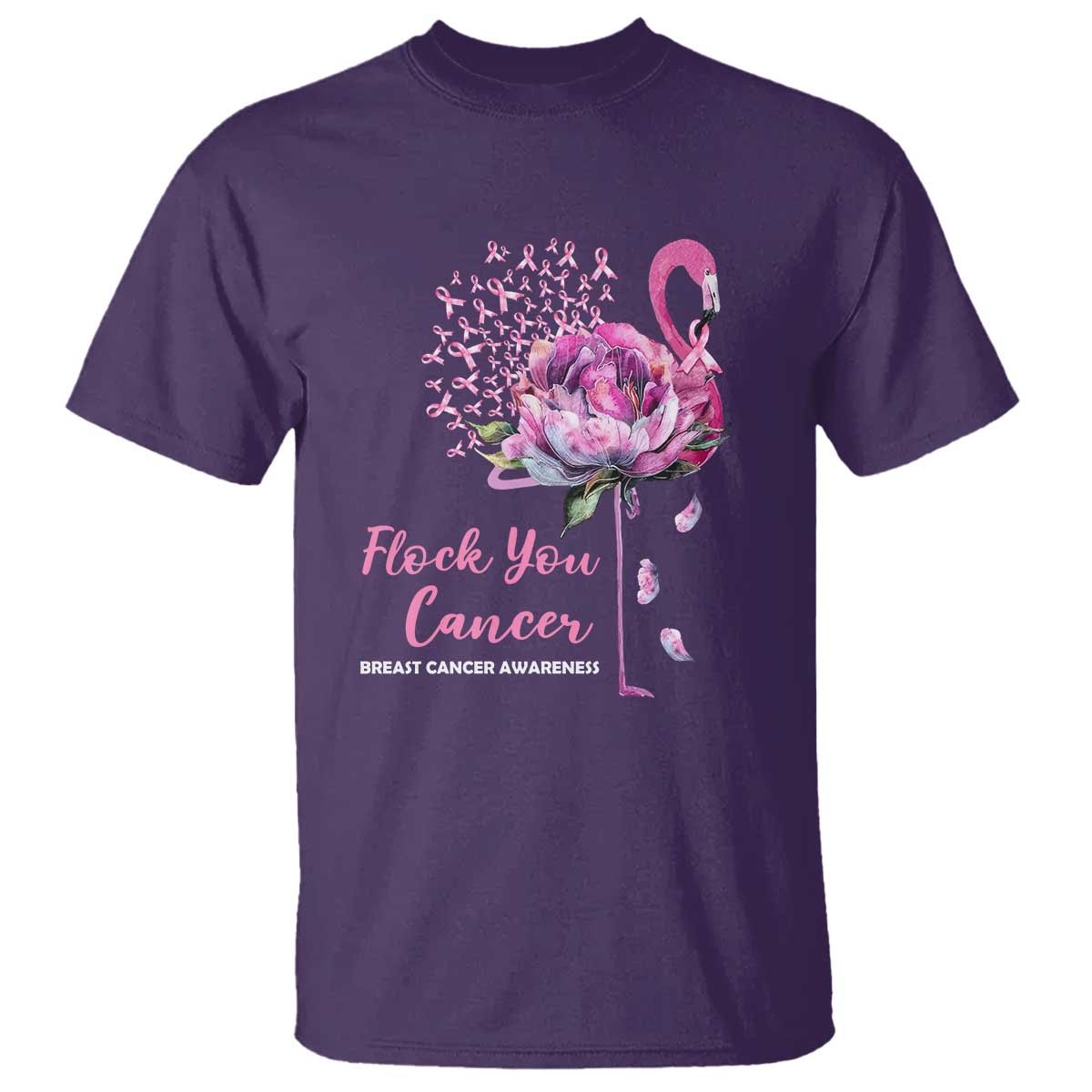 Pink Ribbon Flamingo Breast Cancer Support T Shirt Fight Cancer Awareness